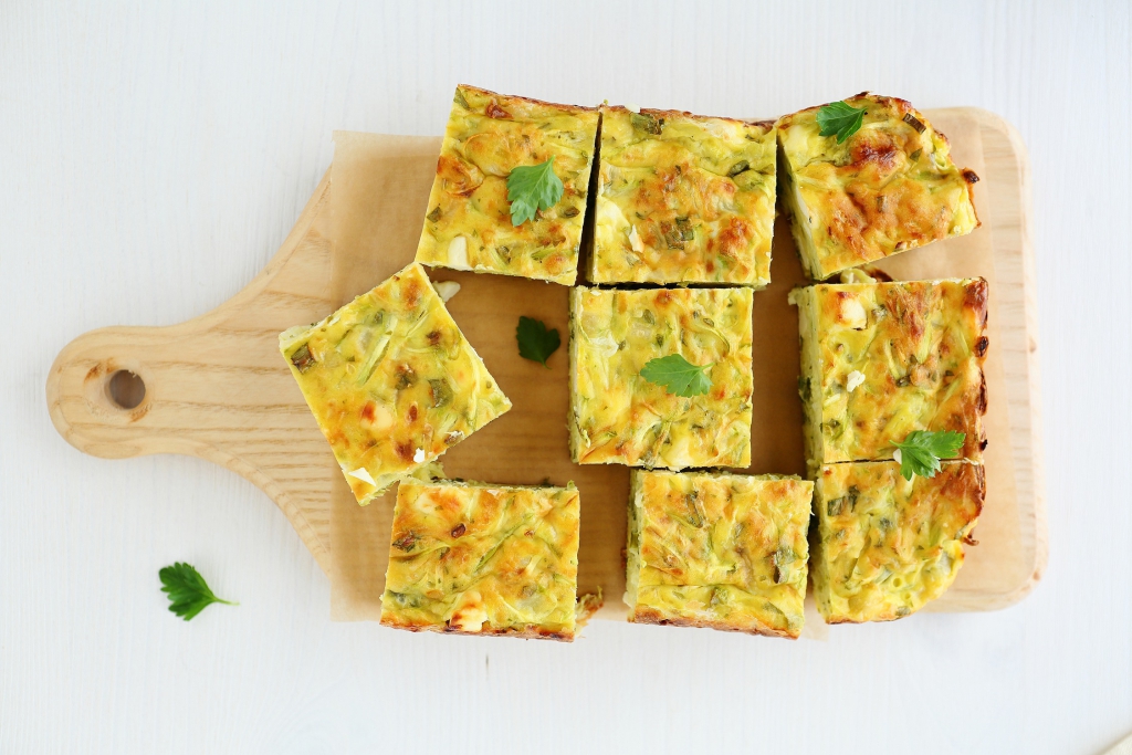 New potato, Swiss chard and goats’ cheese frittata