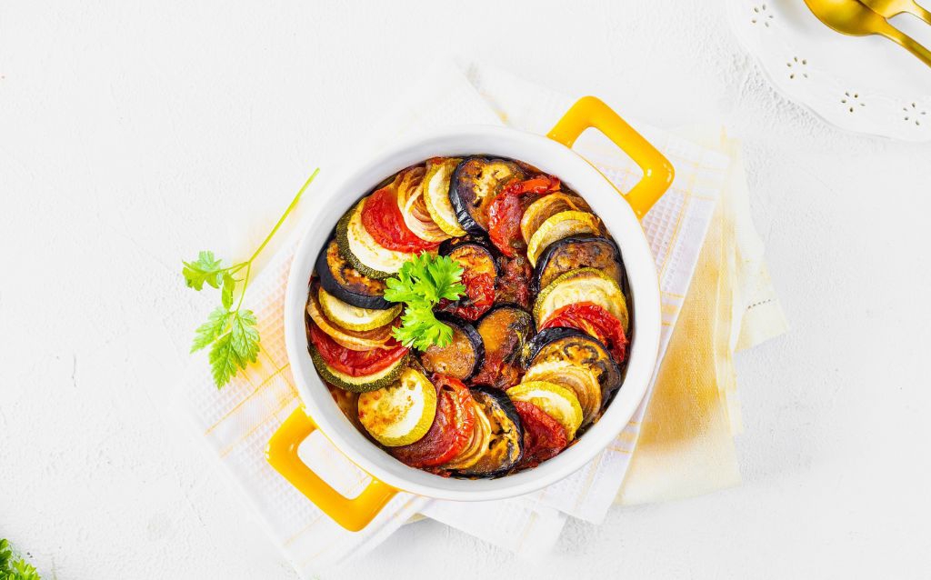 Vegetable ratatouille with mozzarella