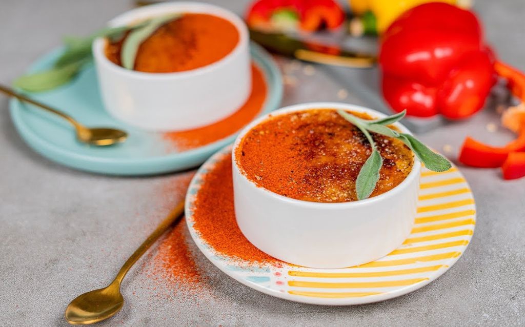 Roasted red peppers créme brûlée